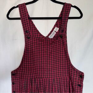 Vintage Red and Black gingham Plaid Pinafore Dress 100% cotton